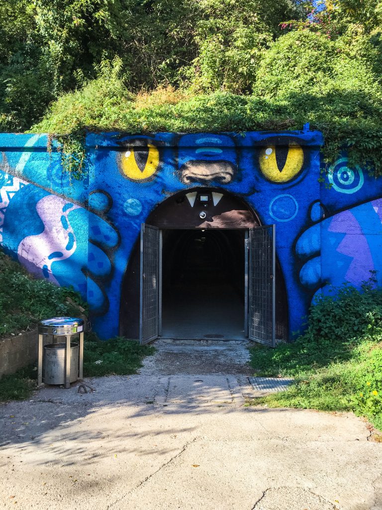Graffiti in the Art park, and one of the entrances to the Grič tunnel