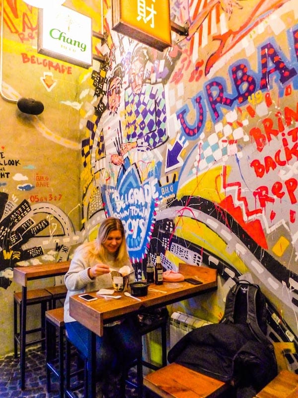 The cool Asian street style interior at Wok Republic