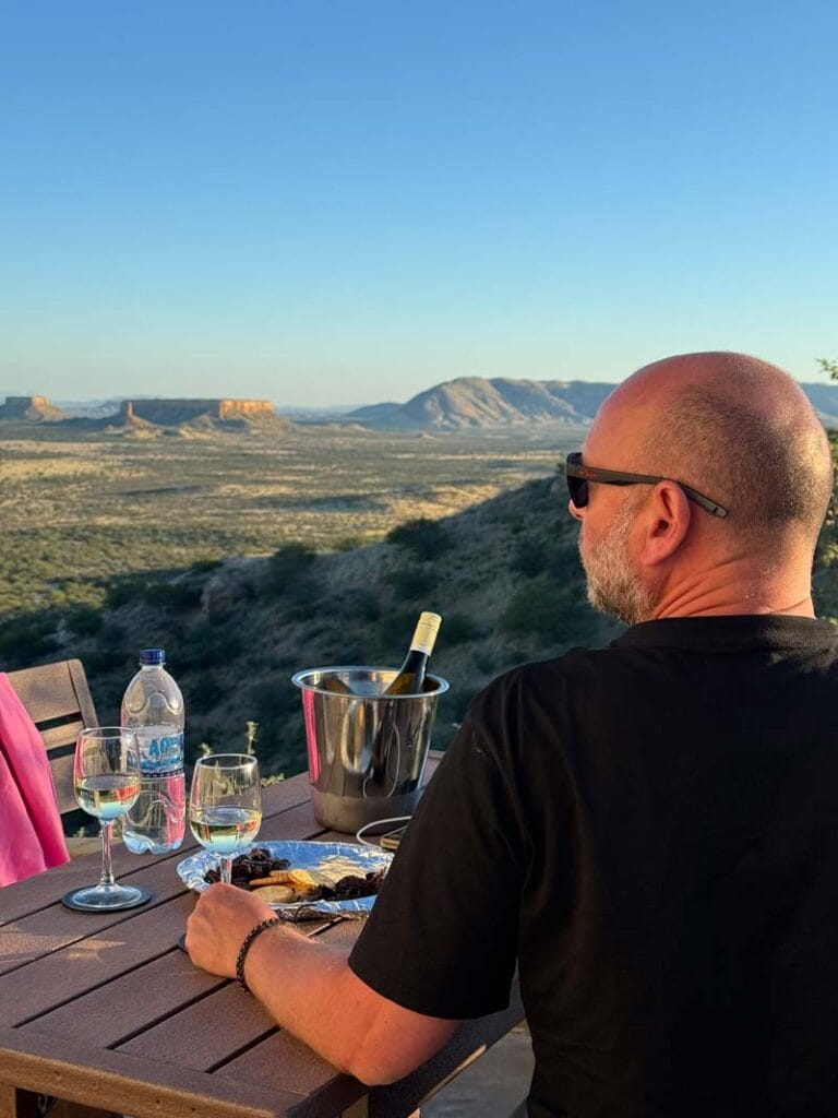 Pickybits and wine with a view