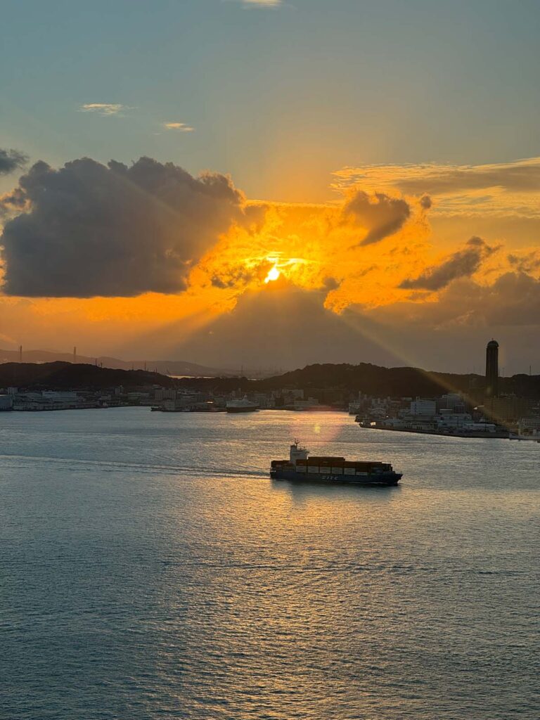 Sunset views from the top of the Mojiko Retro Observation Gallery