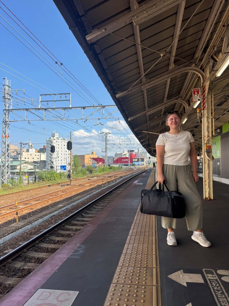 On the platform at Shimonoseki