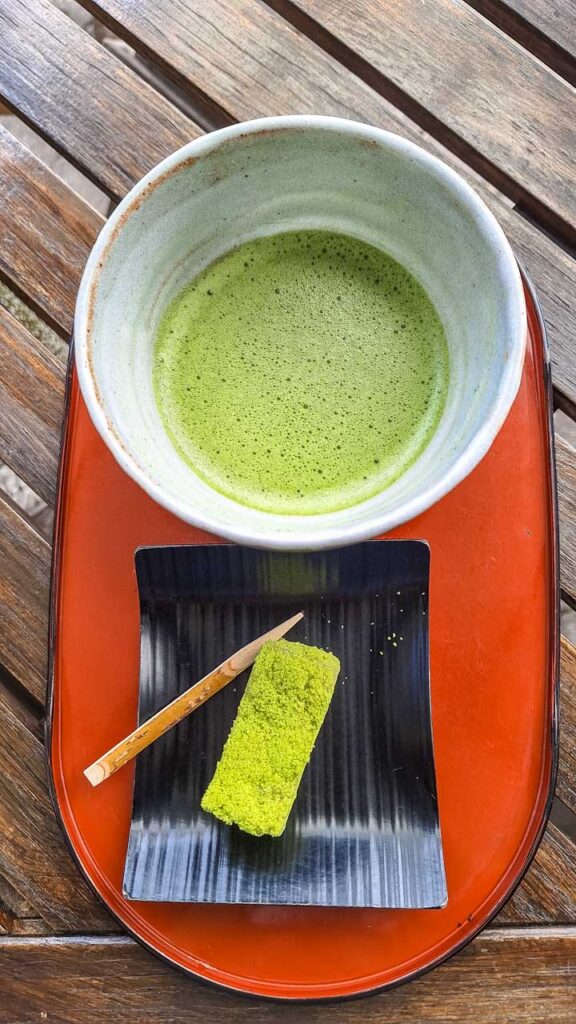 Matcha tea with Matcha Mochi