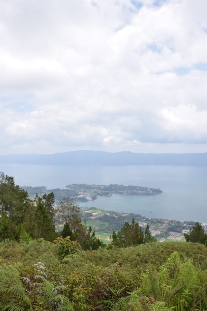 View across the volcanic landscape of Lake Toba