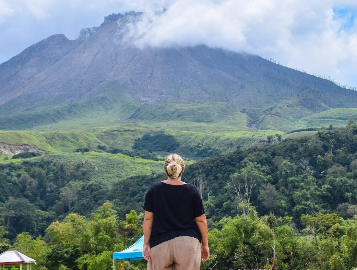 Volcanic landscape in the mountains of North Sumatra, Indonesia