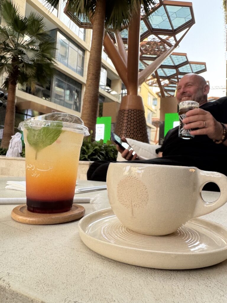 cafe in Outdoor air-conditioned Crystal Walk on Gewan Island, Doha