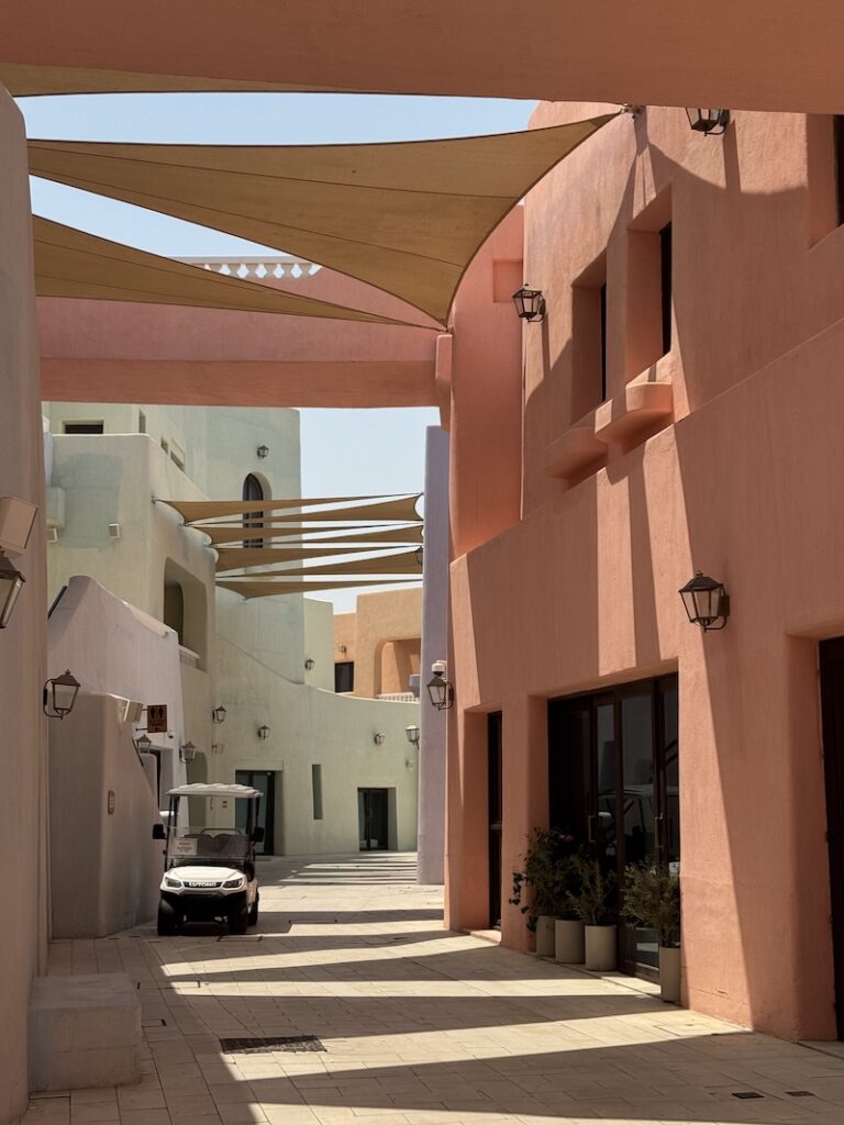 Pastel-coloured streets in Mina District, Doha