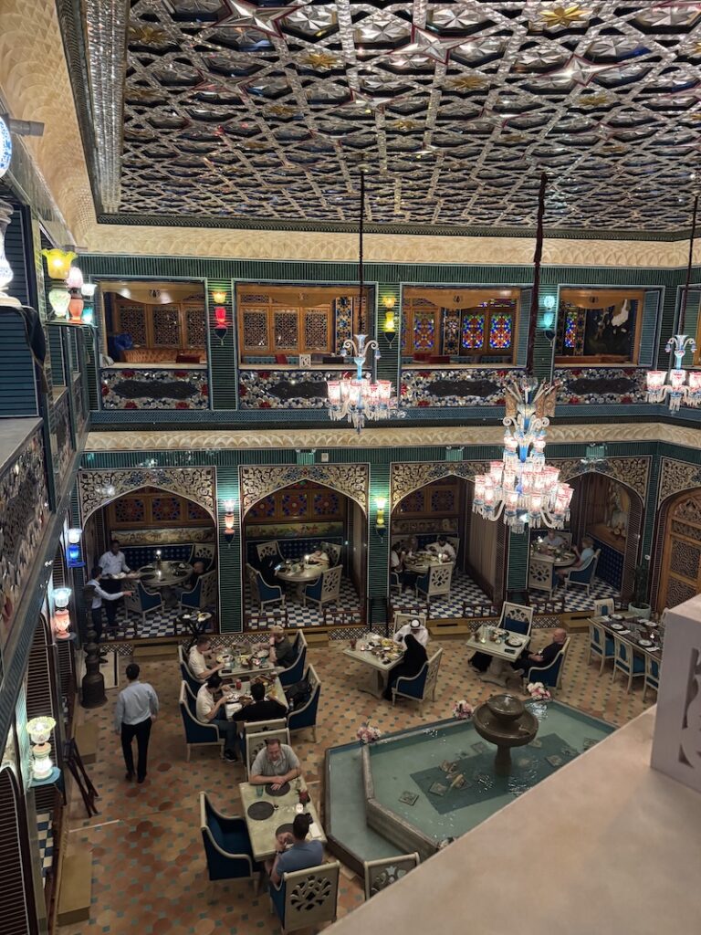 Colourful mirrored interior of Parisa restaurant in Souq Waqif