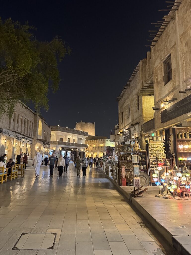 Souq Waqif illuminated at night in Doha