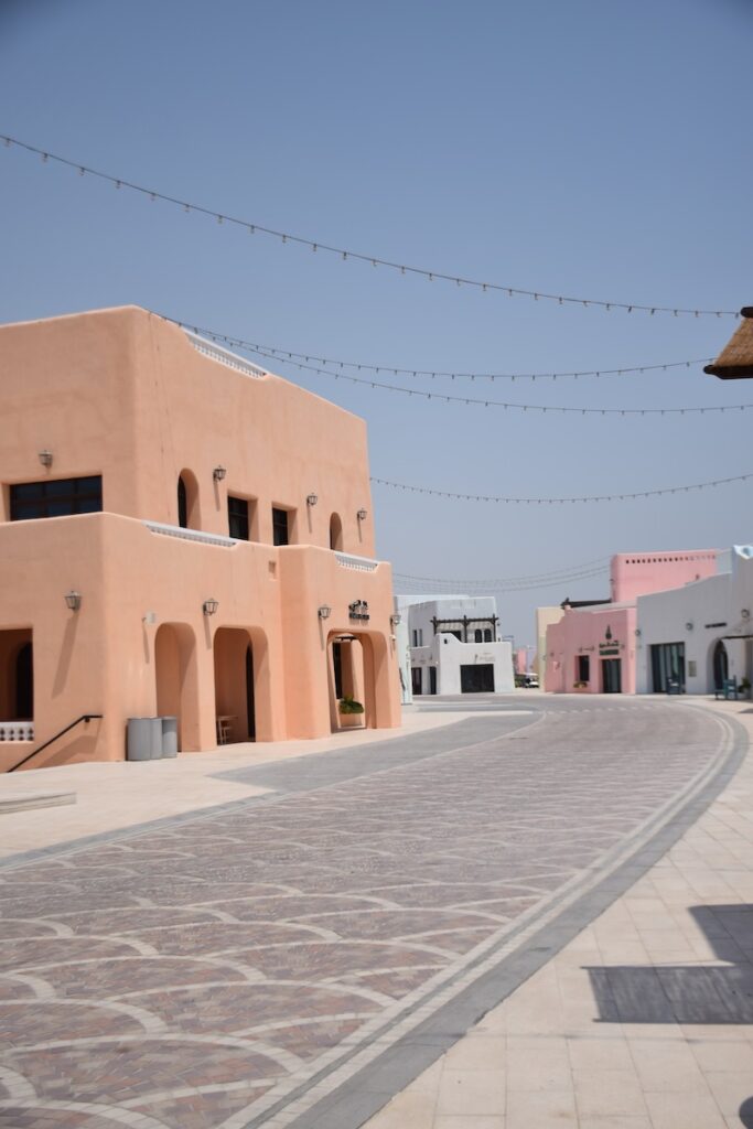 Colourful buildings in Mina District at Old Doha Port