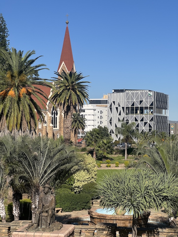 Parliament Gardens in Windhoek with Christuskirche in the background