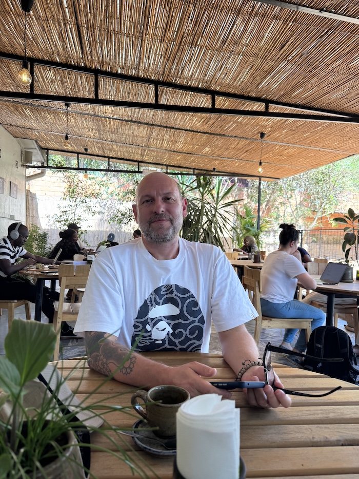 Outdoor seating at Indabo Café in Kigali