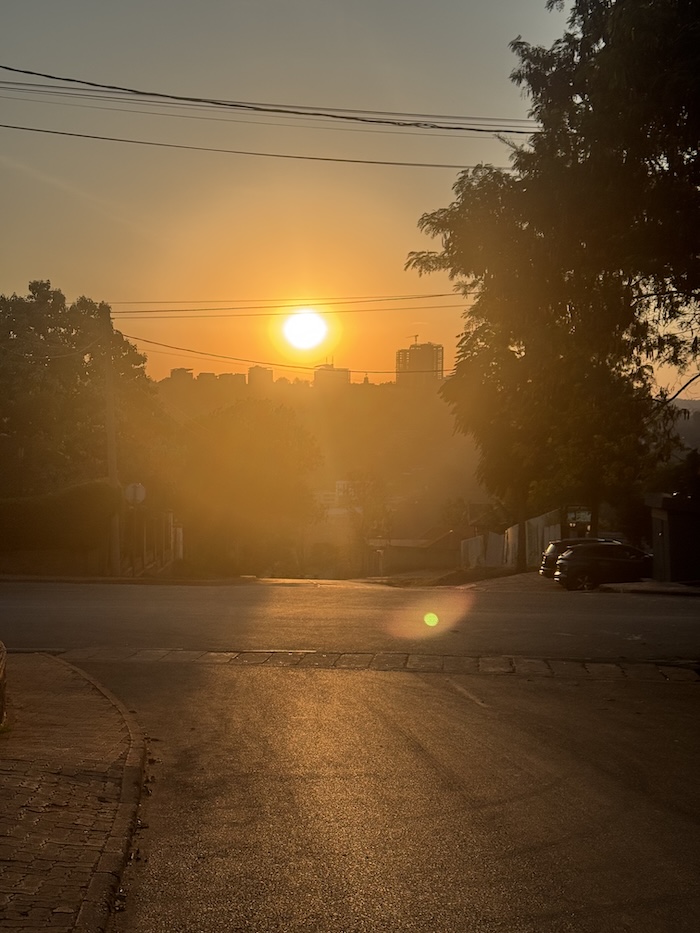 sunset on street in the Kimihurura neighbourhood of Kigali