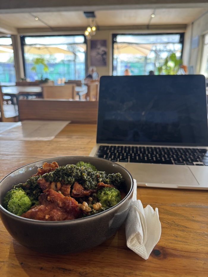 Indoor seating at Tugende Café in Kimihurura