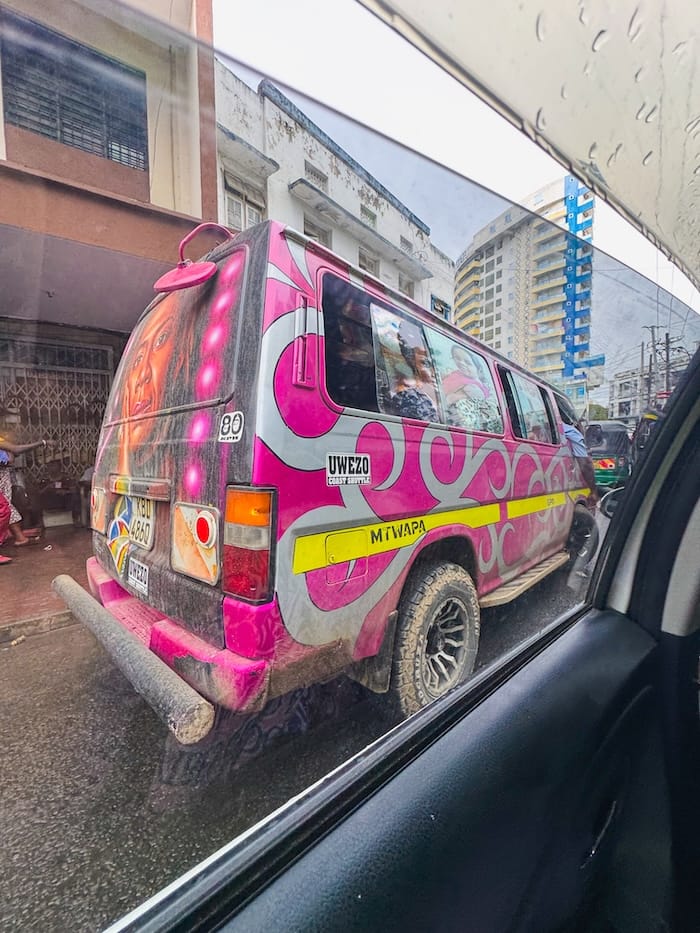 Colourfully painted matatu minibus in Mombasa