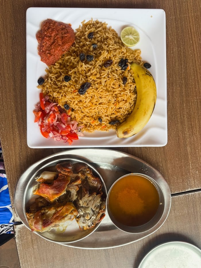Local food served at Tarboosh Restaurant in Mombasa