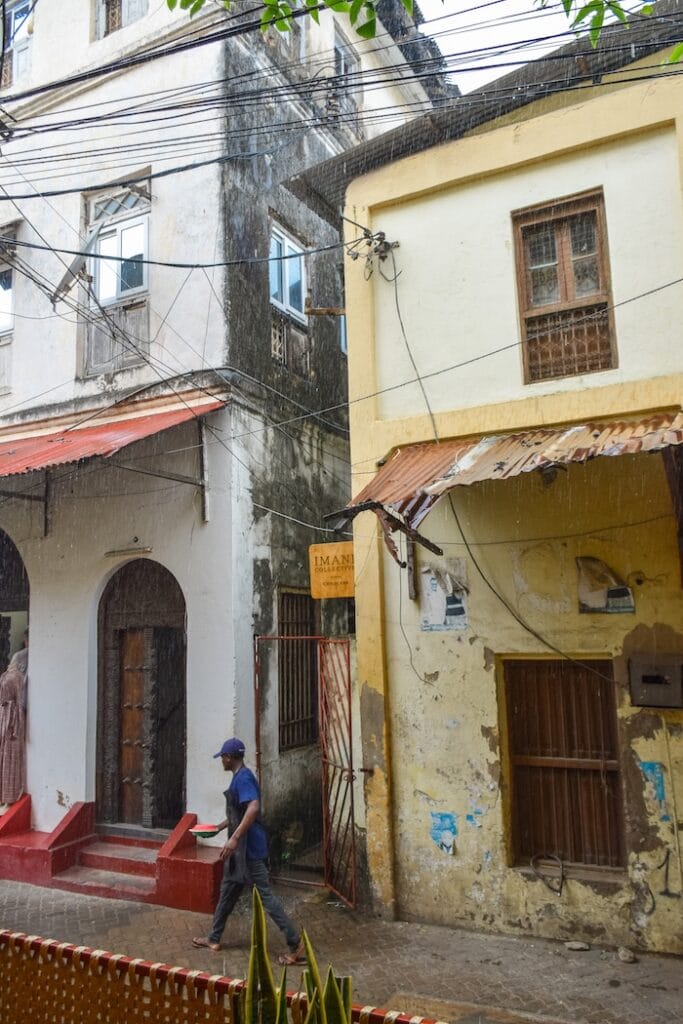 Colourful historic buildings in Mombasa Old Town