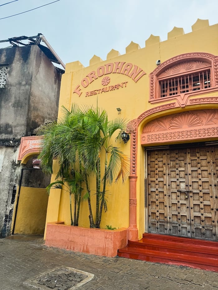 Colourful historic buildings in Mombasa Old Town