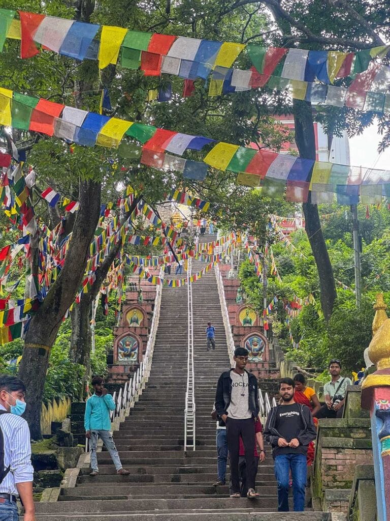 Do you choose stairs or taxi at Swayambhunath, the Monkey Temple