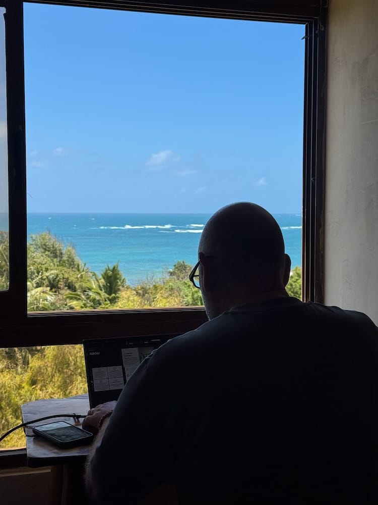 Working remotely with beautiful Indian Ocean views in Kilifi, Kenya.