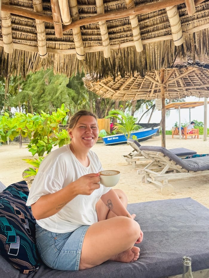 Beach seating at Pallet Cafe The Beach in Diani
