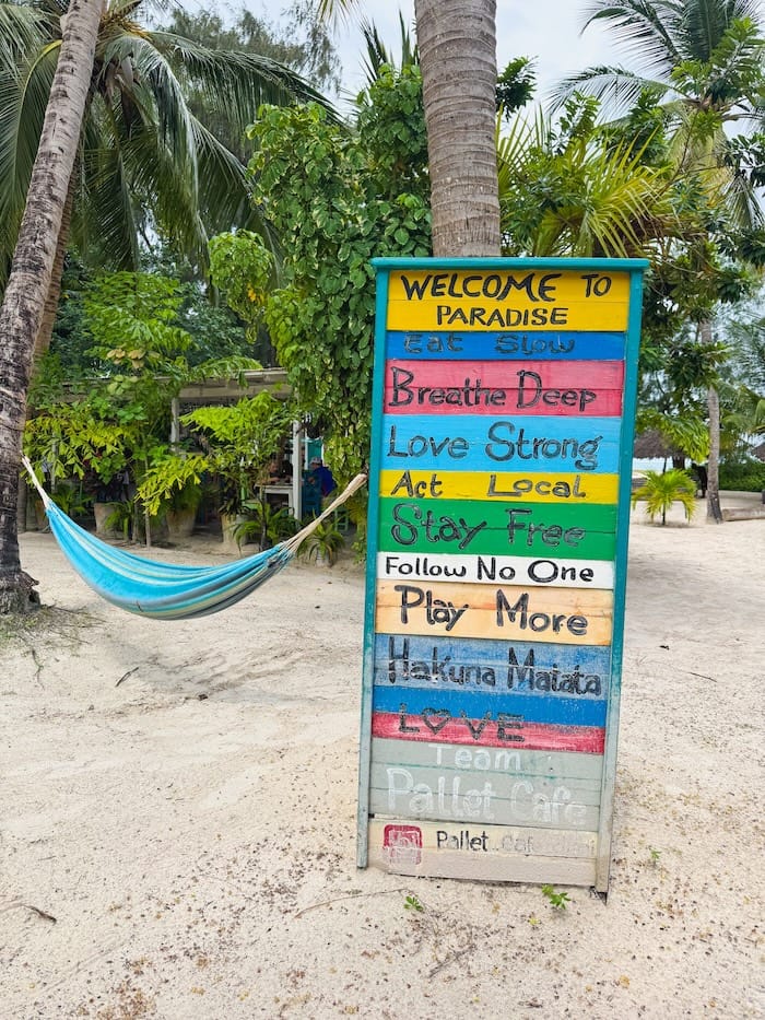 Beach seating at Pallet Cafe The Beach in Diani
